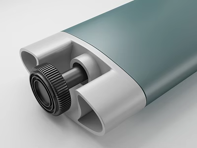 Office Desk Mechanical Component With Green White Cylindrical Gear And Functional Structure 3d model