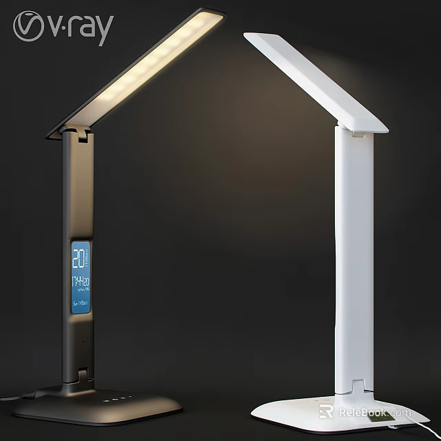 Modern White And Black Desk Lamp With Digital Display And LED Light Function 3d model 