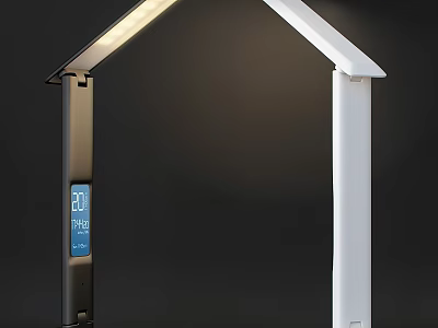 Modern White And Black Desk Lamp With Digital Display And LED Light Function 3d model