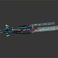 Vibrant Futuristic Spacecraft with Colorful Wings and Neon Accents for Interstellar Aerospace Missions