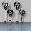 Elegant Swing Door Decorative Handles With Metal Design And Blue Gem Accents