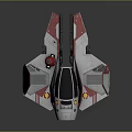 Sleek Futuristic Sci Fi Starfighter With Red White Wings Black Body And Blue Thrusters