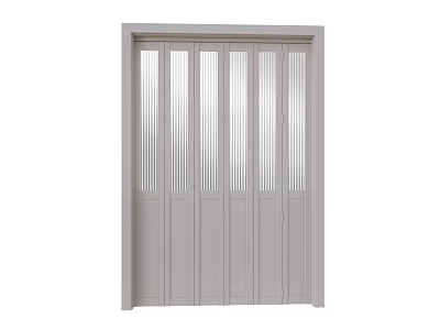 Modern Gray Sliding Door With Vertical Glass Panels For Home Interior 3d model