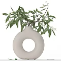 Modern Decorative Ornaments Set With Various Shaped Vases Green Plants And Dried Flowers