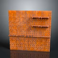 Modern Orange Wooden Perforated Furniture With Multiple Shelves And Holes