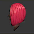 Stylized Game And Movie Character 3D Model With Pink Hair Brown Skin And Big Eyes