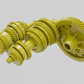 Industrial Equipment Mechanical Components with Yellow Intermeshing Gear Sets and Multiple Gears