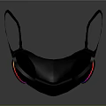 Black Face Mask With LED Purple Pink Edges And Transparent Shield Modern Design
