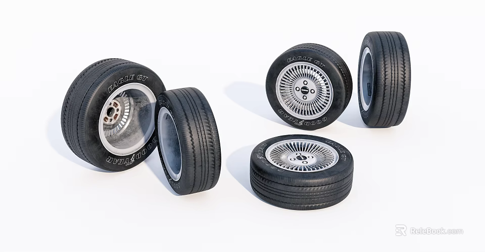 Multiple Premium Vehicle Tires With Stylish Alloy Wheels And Detailed Tread Patterns 3d model 