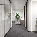 Modern Law Firm Front Desk Reception With Marble Background Wall And Green Plant
