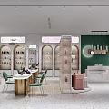 Modern Beauty Hair Salon Interior Design With Green Wall Reception Desk And Product Shelves