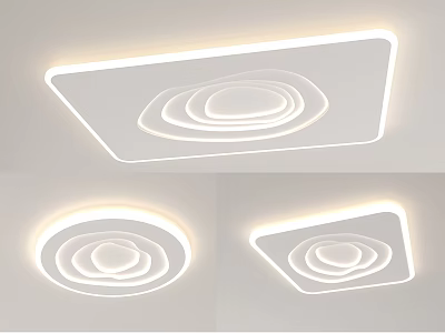 Modern LED Ceiling Light Fixtures with Square and Round Shapes for Home Interior Lighting Design 3d model