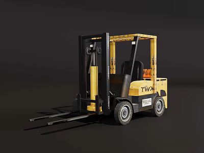 Yellow Industrial Forklift For Material Handling 3d model