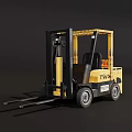 Yellow Industrial Forklift For Material Handling 3d model