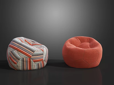 Modern Comfortable Bean Bag Chairs With Striped Pattern And Orange Color For Home Living Room 3d model