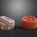 Modern Comfortable Bean Bag Chairs With Striped Pattern And Orange Color For Home Living Room