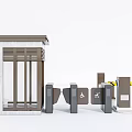 Modern Entrance Gate With Guard House Turnstiles And Wheelchair Accessible Passage