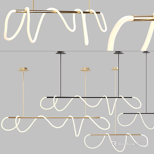 Modern Curved Chandelier Designs With Multiple Styles And Metal Frames 3d model