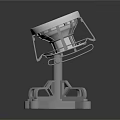 Futuristic Mechanical Device Structure With Blue Glowing Circular Top And Metallic Base