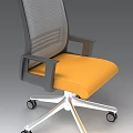 Ergonomic Office Chair Featuring Mesh Back Yellow Seat Armrests And White Base