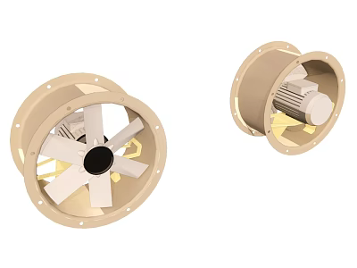 High Quality Round Beige Air Conditioner Fan With Blades And Motor 3d model