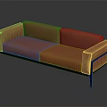 Modern Orange Leather Sofa With Black Metal Frame And Sleek Contemporary Design