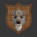 Bull Head Animal Wall Decor With Wooden Shield Background For Home Decoration