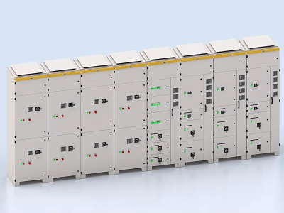 Neatly Arranged Industrial Control Panels With Multiple Units And Control Indicators 3d model
