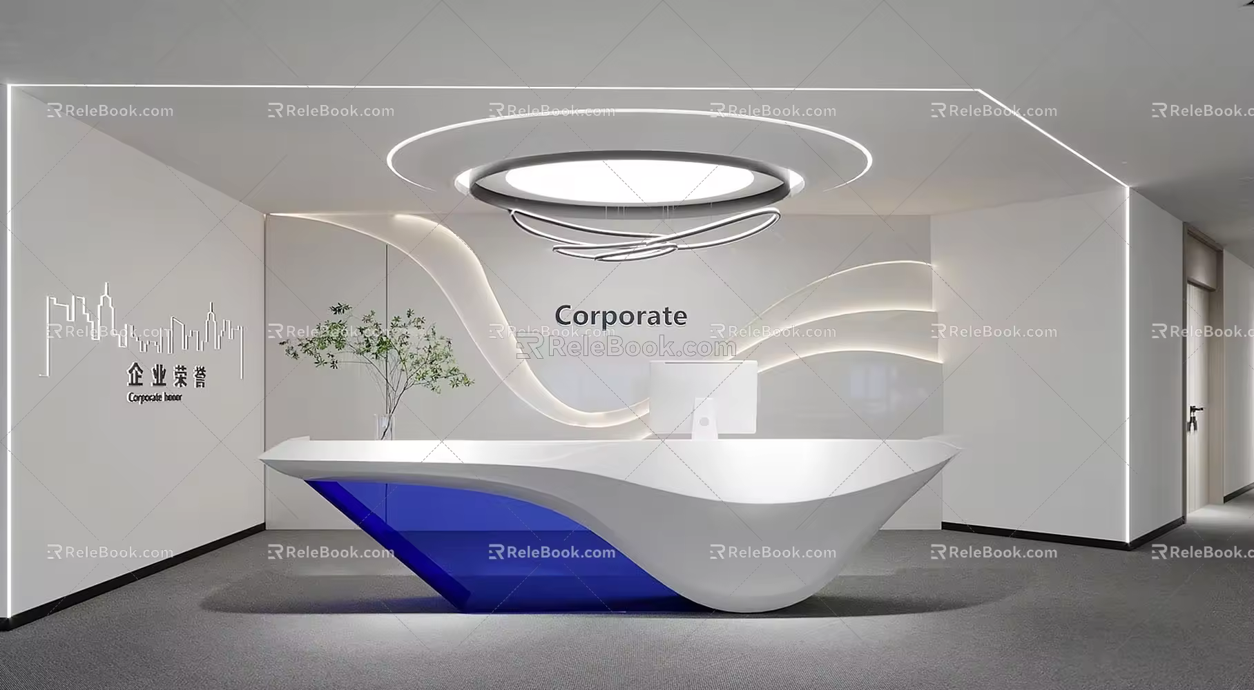 Modern Front Desk Company Front Desk Reception 3d model