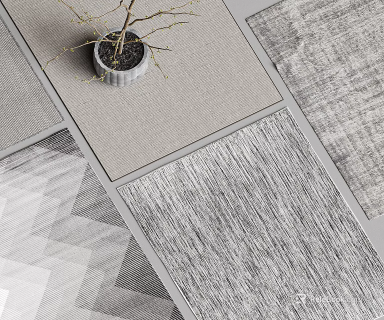 Modern Square Carpet With Geometric Patterns Various Textures And Neutral Gray Tones 3d model 