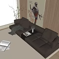 Gray Leather Multi Person Sofa In Modern Living Room With Throw Pillow And Coffee Table