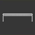 Sleek Modern Bench With Gridded Seat And Metallic Legs On Reflective Surface 3d model