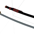Traditional Samurai Sword With Silver Blade Red Black Hilt And Black Scabbard