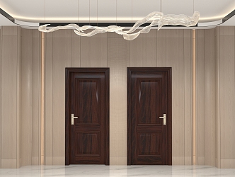 Interior door set door solid wood door 3d model