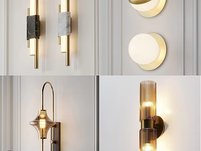 Modern Stylish Wall Lamps With Metal And Glass Designs For Interior Decor Lighting 3d model