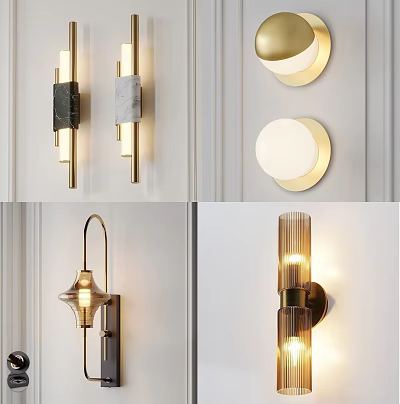 Modern Stylish Wall Lamps With Metal And Glass Designs For Interior Decor Lighting 3d model
