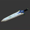 Blue Glowing Sword With Crystal Accents Shiny Blade And Modern Fantasy Design