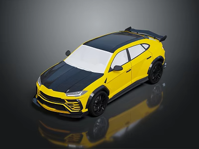 Yellow And Black Sporty SUV With Sleek Design And Black Rims 3d model