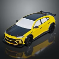 Yellow And Black Sporty SUV With Sleek Design And Black Rims