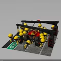 Lego F1 Car Pit Stop Scene With Yellow Crew Members Working