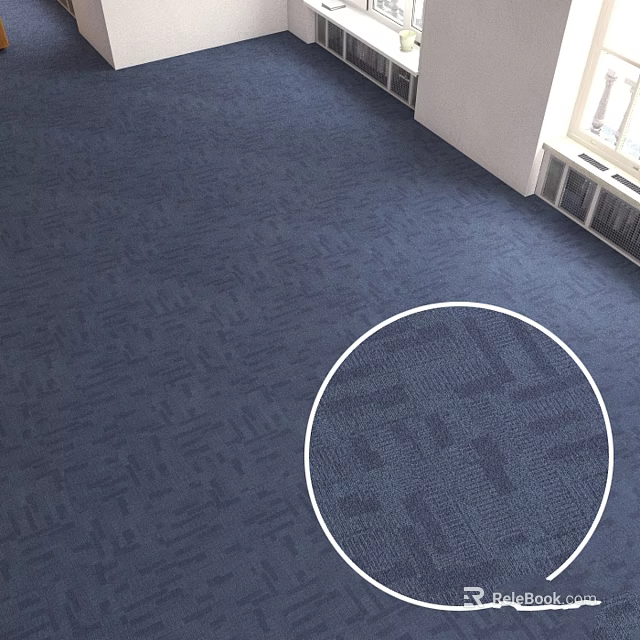 Dark Blue Square Rug With Geometric Patterns For Modern Interior Spaces 3d model