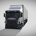 White Modern Semi Truck With Long Cargo Trailer And Commercial Design