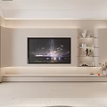 Modern Living Room With White Sofa Coffee Table Window TV Cabinet And Potted Plant