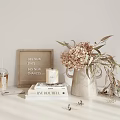 Elegant Decorative Ornament Set With Wooden Letter Board Hydrangea Vase Candle And Books