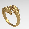Exquisite Golden Ornament Decoration Set Featuring Double Dragon Heads Ring Design