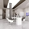 Modern Beauty Salon Interior With White Workstations Gray Chairs Round Mirrors And Ceiling Lights