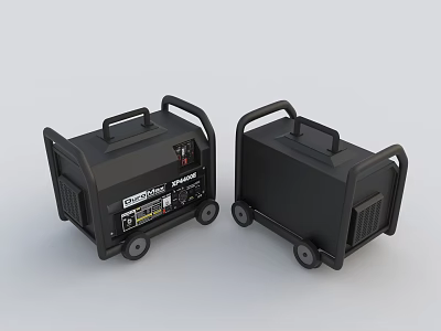 Two Black Industrial Wheeled Portable Generators For Power Supply Equipment 3d model