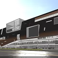 Modern Commercial Complex Architectural Design With Geometric Glass Facade And Entrance Plaza