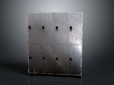 Metal Locker Cabinet With Multiple Doors And Secure Locking Mechanisms 3d model