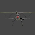 Vintage Biplane Fighter Plane With Propeller Red Nose And National Emblem